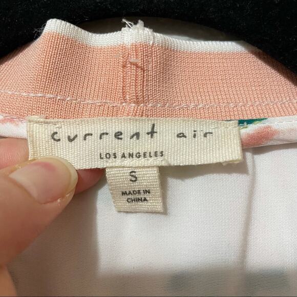 Current Air Open Front Palm Tree Print White & Pink Bomber Jacket Womens S - Picture 3 of 6